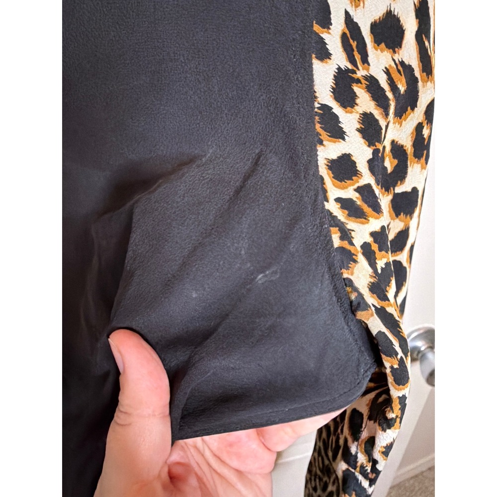 Equipment Femme S Liam Silk Blouse Women's Top Leopard Cheetah Print Sleeves - Picture 6 of 7